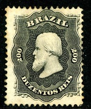 Brazylia 1866 Dom Pedro 200R Czarny Scott #59 W idealnym stanie W705 na sprzedaż  Wysyłka do Poland