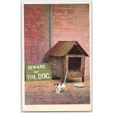 Placa postal Beware of the Dog com casa de cachorro e filhote comprar usado  Enviando para Brazil