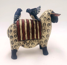 Arte popular esculpida e pintada à mão em madeira ovelha pássaros pelo artista Dan Gregan primitivo comprar usado  Enviando para Brazil