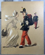 Gouache ancienne satirique d'occasion  Vannes