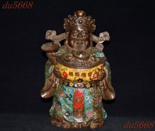 13,2"China Budismo Bronze Cloisonne Dinheiro Deus da Riqueza Plutus Estátua de Buda comprar usado  Enviando para Brazil