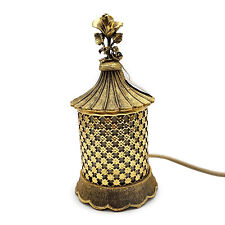 Lâmpada de luz noturna Matson antiga folheada a ouro 24k dourada rosa design de gaiola funciona LEIA, usado comprar usado  Enviando para Brazil