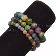 Pulsera elástica con cuentas redondas de turmalina multicolor natural 7,5"" 4/6/8/10 mm segunda mano  Embacar hacia Mexico