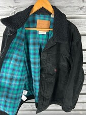 Casaco jeans Levis xadrez forrado gola Sherpa veludo preto caminhoneiro GG comprar usado  Enviando para Brazil