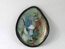 Placa bandeja forma livre estúdio arte cerâmica polia pillin abstrata fêmea e pássaro comprar usado  Enviando para Brazil