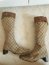 Botas Gucci Joelho Alto Bege Tecido Marrom Couro GG Reino Unido 8 UE3 41 EUA 11 RRP £ 1240 comprar usado  Enviando para Brazil
