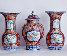VENDA - Conjunto antigo de 3 vasos pintados à mão estilo imari oriental comprar usado  Enviando para Brazil