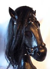 Usado, Máscara de látex para brincar de pônei, capuz de cavalo preto, fetiche feito à mão, fantasia de animal comprar usado  Enviando para Brazil