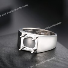 Anel de prata esterlina 925 masculino semi-montagem redondo 10 mm conjunto de pino de festa, usado comprar usado  Enviando para Brazil