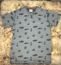 Usado, Camisa náutica masculina tamanho XL azul Henley Crew âncoras, lagostas, peixes, navio  comprar usado  Enviando para Brazil