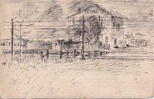 Cpa dessin gare d'occasion  Montlieu-la-Garde