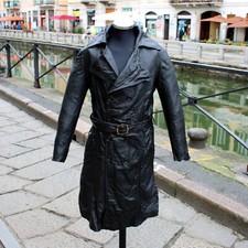 Trench pelle nero usato  Milano