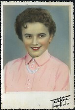 incrível foto colorida à mão, menina bonita sorrindo, arte vintage pintada à mão, usado comprar usado  Enviando para Brazil