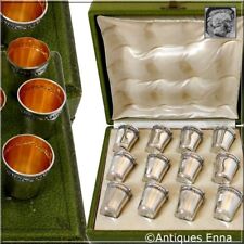 Usado, Copos de licor franceses antigos de prata esterlina ouro 18k 12 peças, caixa original comprar usado  Enviando para Brazil