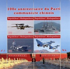 Selos militares de Madagascar 2021 CTO navios do Partido Comunista Chinês 4v M/S II, usado comprar usado  Enviando para Brazil