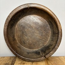 Tigela de massa de madeira vintage - Prato rústico de 13 pol. - Tigela grande antiga comprar usado  Enviando para Brazil