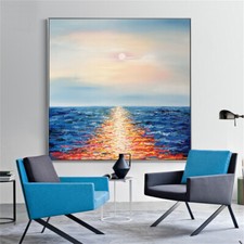 Pinturas a óleo puras pintadas à mão entrada nórdica nascer do sol nível do mar sala de estar comprar usado  Enviando para Brazil