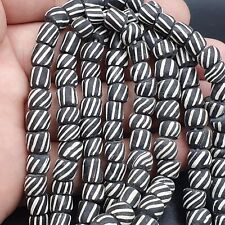 AA Lote 2 Vintage OLD AFRICAN Preto & branco VIDRO Listras contas 7-9MM contas, usado comprar usado  Enviando para Brazil