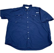 Camisa masculina Columbia PFG azul XXL botão para cima desempenho acampamento ao ar livre tactel náilon, usado comprar usado  Enviando para Brazil