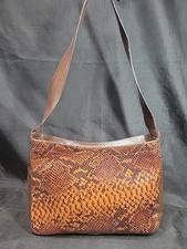 Alexandra Da Vinci Brown Faux Snakeskin Reptile Shoulder Bag Tote Purse Italy  comprar usado  Enviando para Brazil