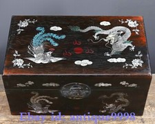 Pintura esculpida em madeira vermelha antiga porcelana 15,7" caixa padrão dragão fênix caixas estátua comprar usado  Enviando para Brazil