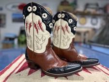 Botas femininas Old Gringo biqueira bege marrom couro vermelho incrustações borboleta vermelha 7B comprar usado  Enviando para Brazil