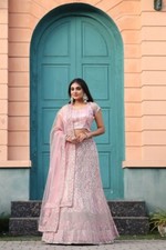 Usado, Tecido de rede pesado para festa e recepção Lehenga Choli com Dupatta feminino comprar usado  Enviando para Brazil
