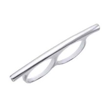 Anel duplo minimalista simples barra bastão 2 dois dedos prata esterlina 925 real comprar usado  Enviando para Brazil