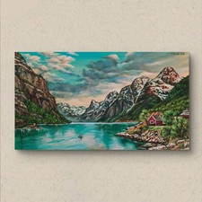 Paesaggio Di Montagna Dipinto Acrilico, Quadro Moderno Arte Originale  comprar usado  Enviando para Brazil