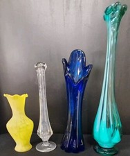 Vasos de vidro arte soprada à mão pescoço pendurado azul cobalto turquesa amarelo claro comprar usado  Enviando para Brazil