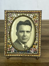 ANTIGA MOLDURA DE CAVALETE MICRO MOSAICO ITÁLIA MARGARIDAS DE VIDRO MURANO Rosa Amarelo comprar usado  Enviando para Brazil