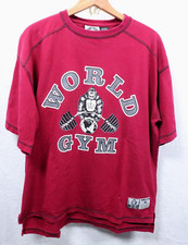 VTG World Gym Męski Czerwony T-shirt Rozmiar XL Siłownia Trening Krótki rękaw 100% Bawełna na sprzedaż  Wysyłka do Poland