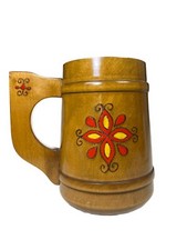 Caneca de cerveja de madeira 6” copo festival boho floral arte folclórica hippie design retrô  , usado comprar usado  Enviando para Brazil
