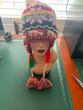 CHAPÉU CHULLO PERUANO COM CONTAS MULTICOLORIDO FESTIVAL RAVE FEITO À MÃO 02 comprar usado  Enviando para Brazil