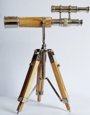 Telescopio hecho en latón y madera un artículo antiguo para decoración, artículo acabado níquel segunda mano  Embacar hacia Mexico