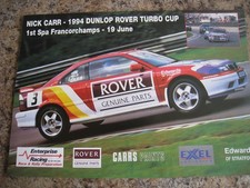 Usado, NICK CARR DUNLOP ROVER TURBO CUP 1º SPA FRANCORCHAMPS 1994 ANÚNCIO ARQUIVO A4 49 comprar usado  Enviando para Brazil