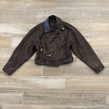 Jaqueta de Moto Feminina Levi's Couro Sintético com Cinto - Marrom Tamanho Pequeno comprar usado  Enviando para Brazil