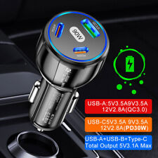 Carregador de telefone de carro 3 portas USB PD tipo C adaptador LED acessórios de carregamento rápido comprar usado  Enviando para Brazil