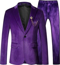 Terno masculino roxo veludo jantar festa formatura noivo smoking ternos de casamento personalizados, usado comprar usado  Enviando para Brazil