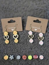 Brincos de fã esportivo feitos à mão presente beisebol softbol futebol tênis basquete comprar usado  Enviando para Brazil