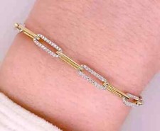 Usado, Pulseira estilo Art Deco criada em laboratório diamante festa folheada a ouro 14K dois tons comprar usado  Enviando para Brazil