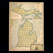 Vintage michigan map for sale  Willow Grove
