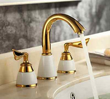  Torneira misturadora de latão dourado para banheiro 3 peças 2 alças comprar usado  Enviando para Brazil