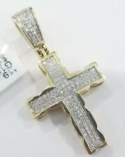 Pingente de berloque cruzado masculino corte redondo 2 quilates moissanita real folheado a ouro amarelo 14k comprar usado  Enviando para Brazil
