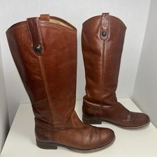 Bota Western Frye Melissa Button 2 Alta Feminina Couro Marrom Puxador 7.5, usado comprar usado  Enviando para Brazil