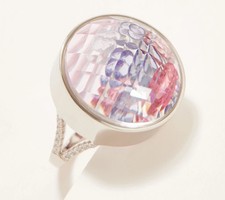 Anel de pedra flutuante caleidoscópio prata esterlina Diamonique tamanho 5 comprar usado  Enviando para Brazil