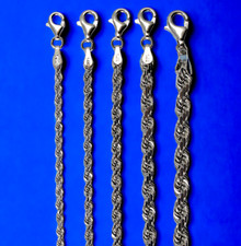 Colar de corrente de corda sólido ouro branco 14K corte diamante real 1mm-6mm 16"-30" comprar usado  Enviando para Brazil
