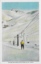 Elevadores de esqui Union Pacific Railroad/cadeira/Sun Valley. Cartão postal de identificação/publicidade comprar usado  Enviando para Brazil