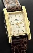 Vintage Novo TECHNOS Tank Relógio Mecânico Feminino 22mm Caixa Dourada Mostrador Couro, usado comprar usado  Enviando para Brazil