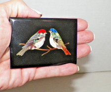 PLACA VINTAGE DE PÁSSAROS MOSAICO DE PEDRA ITALIANA PIETRA DURA 3,25 x 2,25 comprar usado  Enviando para Brazil